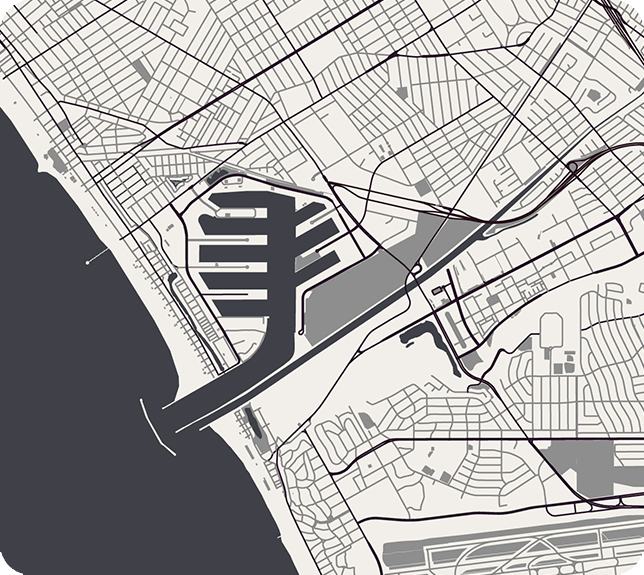 Generic Line-Drawing Map of Santa Monica with no details.